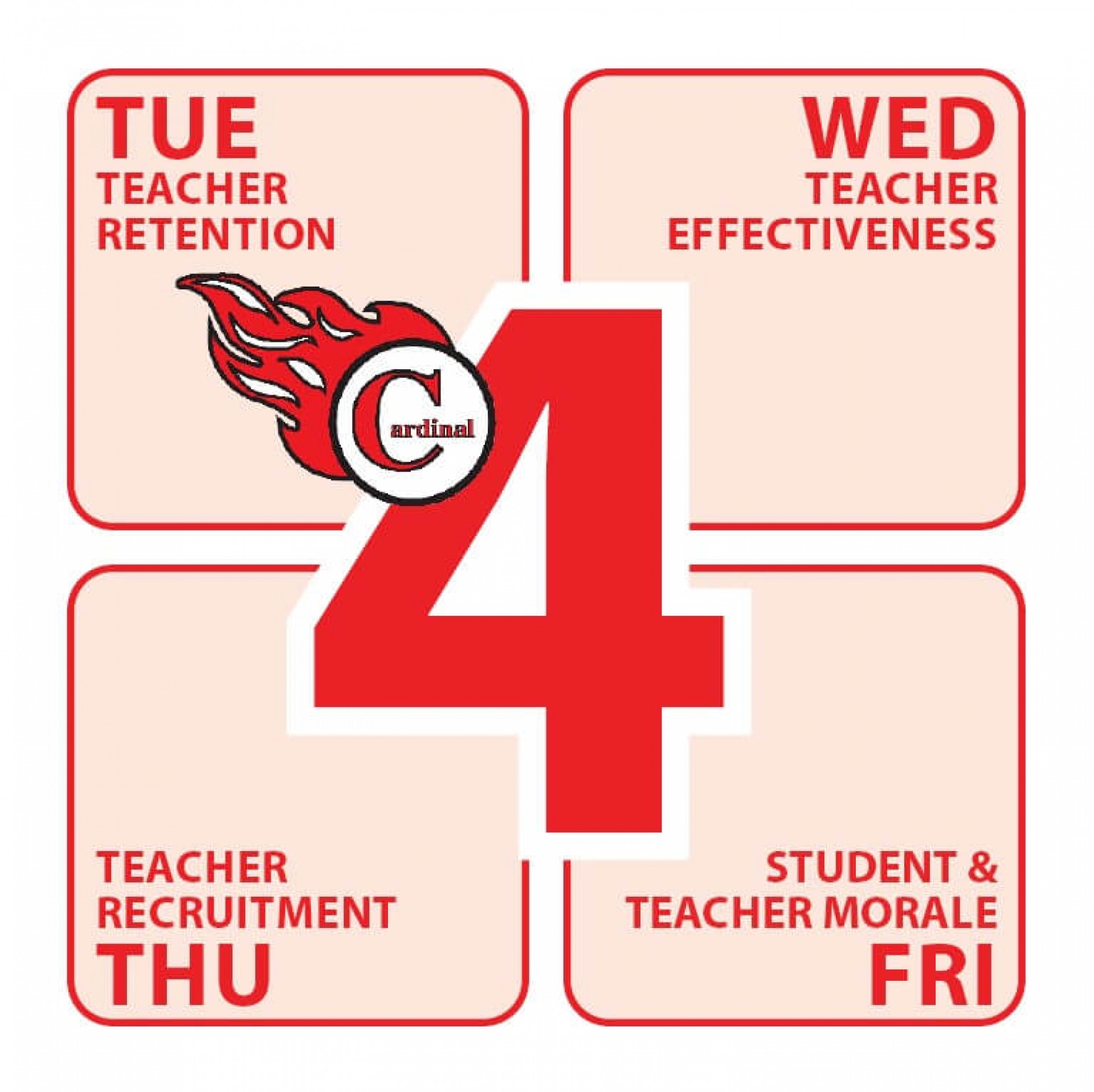 4-day school week graphic showing Tuesday to Friday schedule and its benefits.