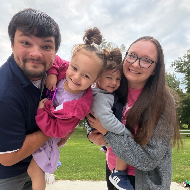Alyson Goodell, new ELA teacher at Cardinal, with husband and two small children.
