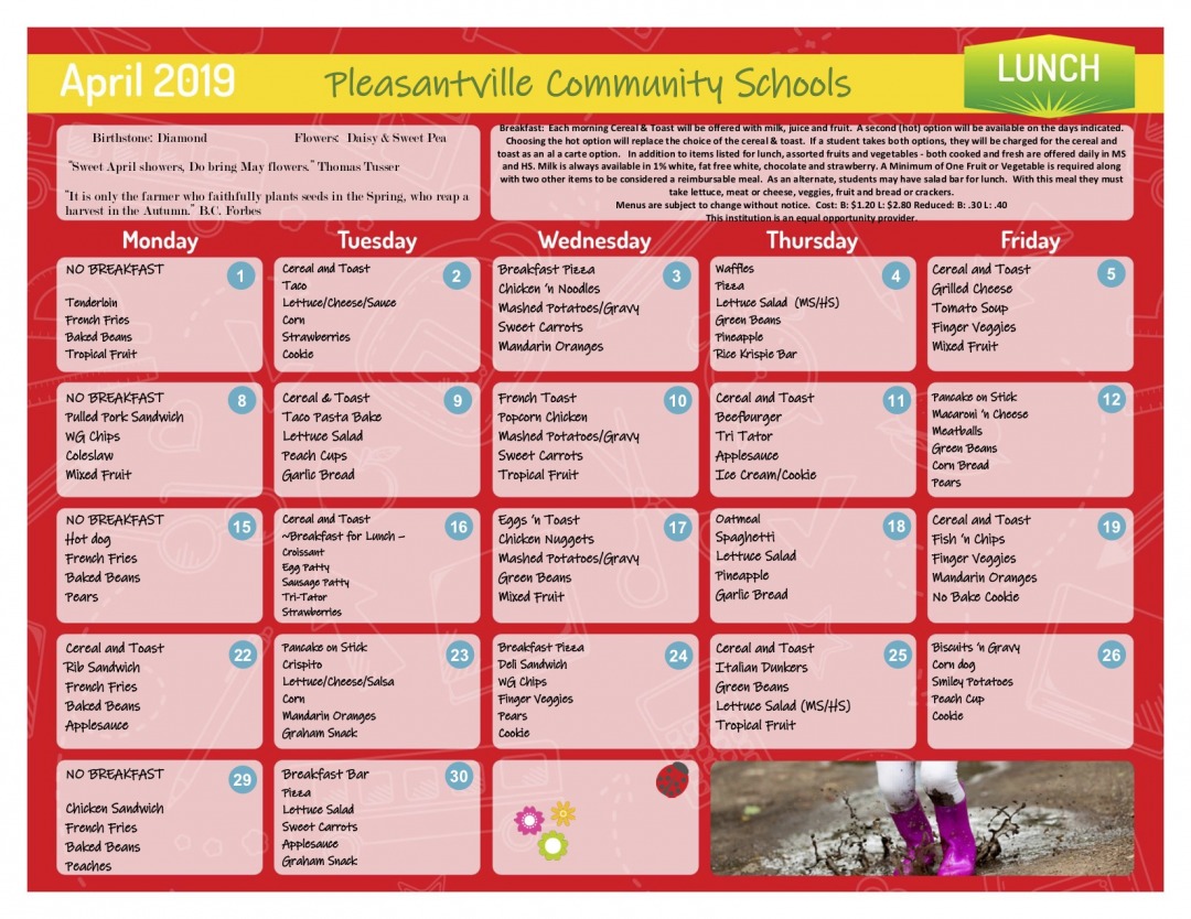 Lunch Program - Pleasantville Community School District | Pleasantville, IA