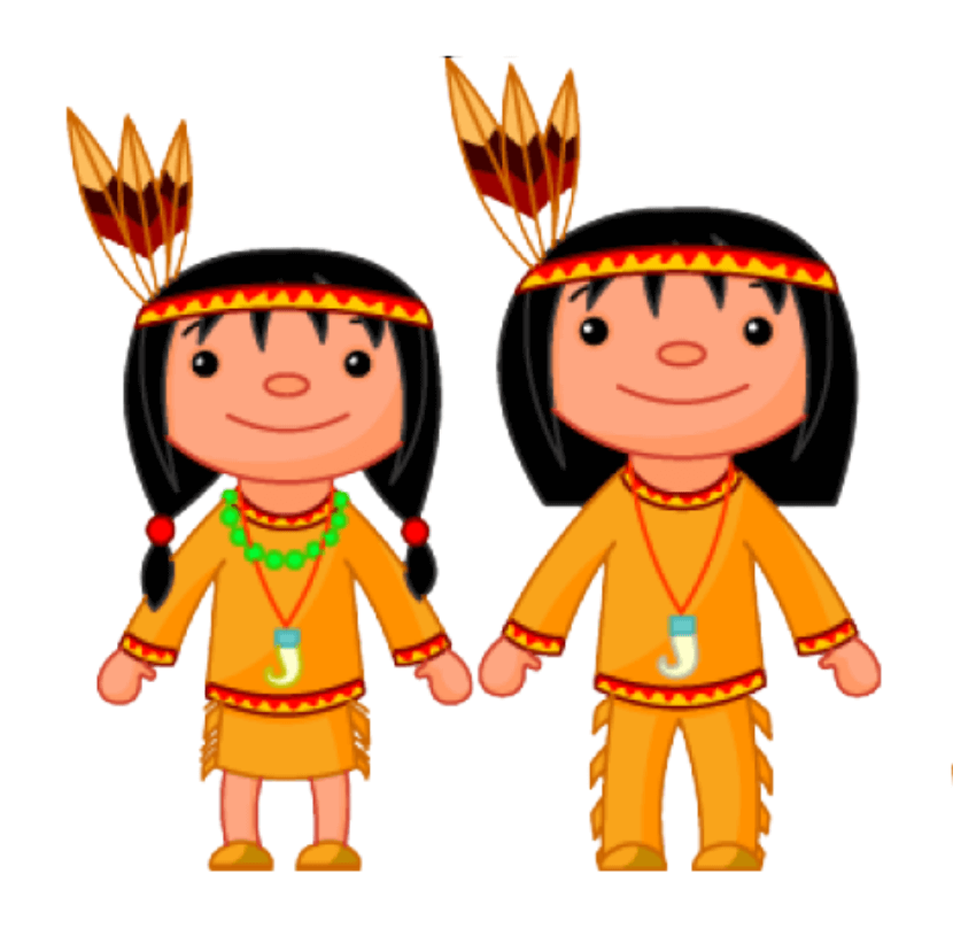 Two native American children in traditional attire