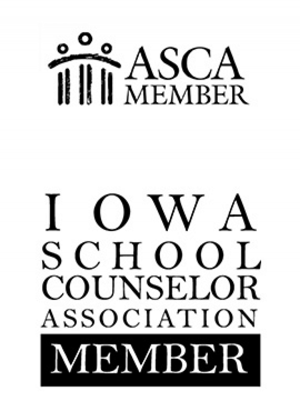 ASCA and Iowa School Counselor Association Member logos