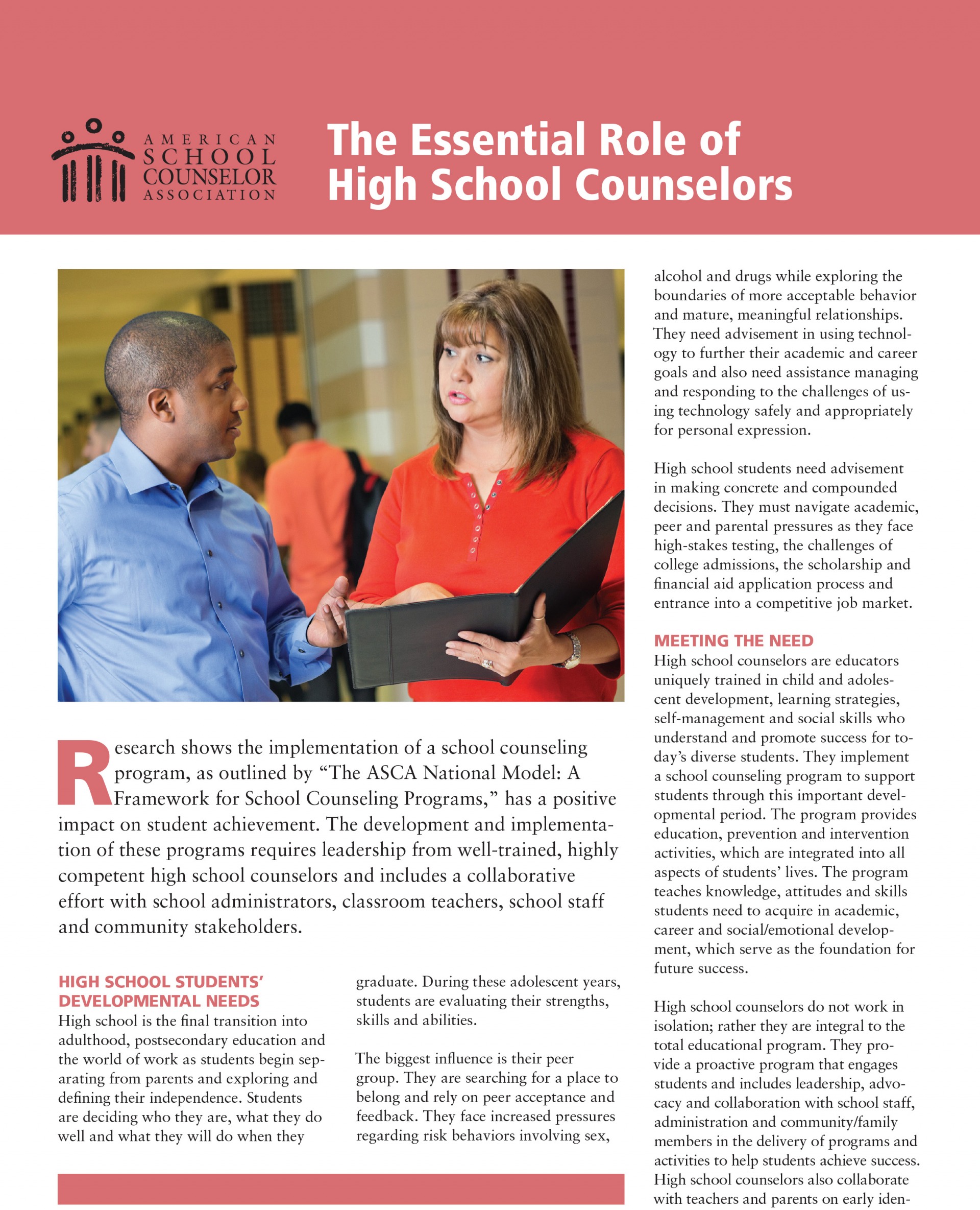 Screenshot of Essential Role of High School Counselors PDF